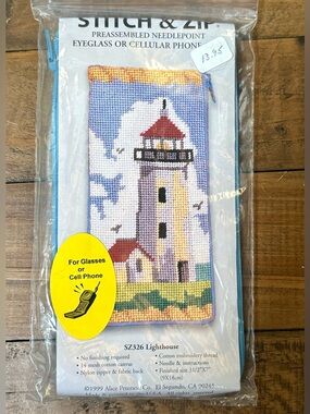 Vintage Alice Peterson Stitch & Zip Needlepoint Kit SZ326 Lighthouse Case New